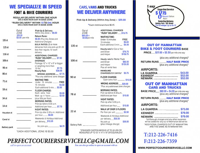 Our Rates Perfect Courier Service LLC